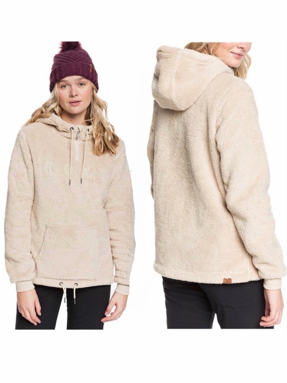Roxy Women’s Pluma Beige Faux Sherpa Hoodie, Size S